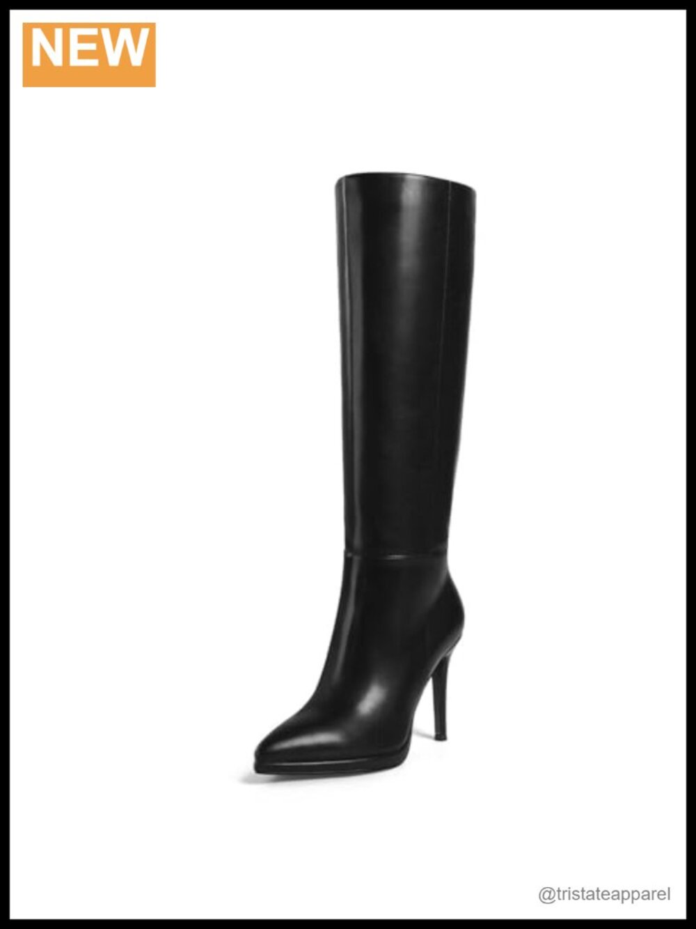 Women's Knee High Platform Stiletto Heel Boots Pointed Toe Faux Leather Zip